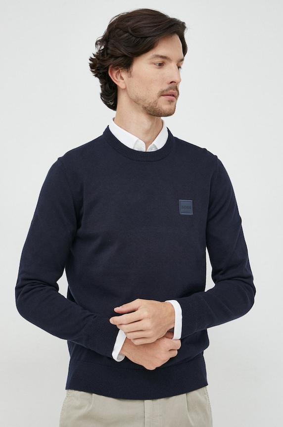 BOSS pulover din amestec de casmir BOSS CASUAL 50471343 bleumarin AA00