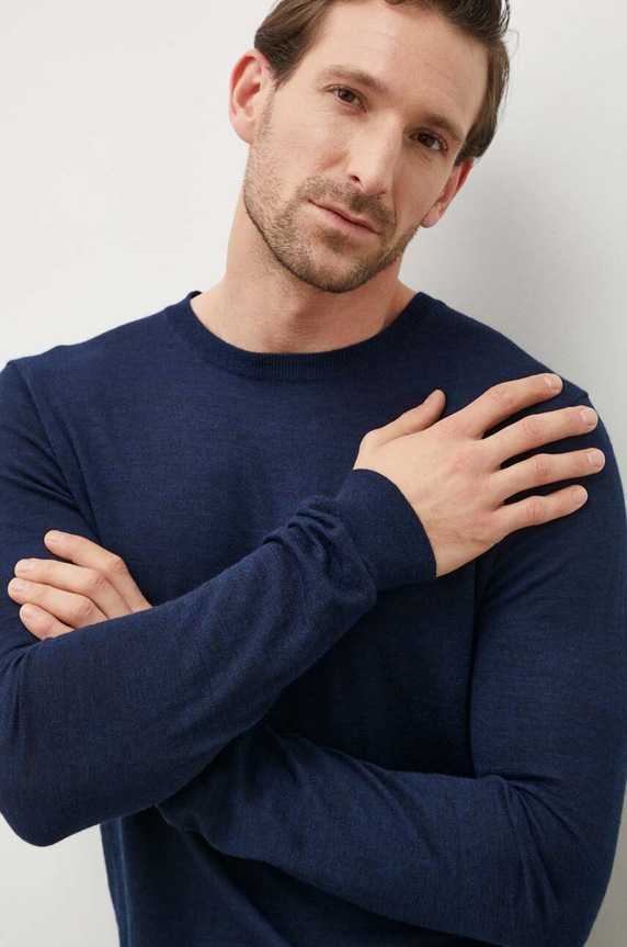 Bruuns Bazaar sweter wełniany granatowy BBM1220