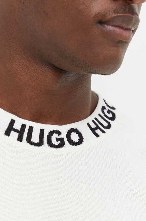 Bavlnený sveter HUGO 50474813 béžová