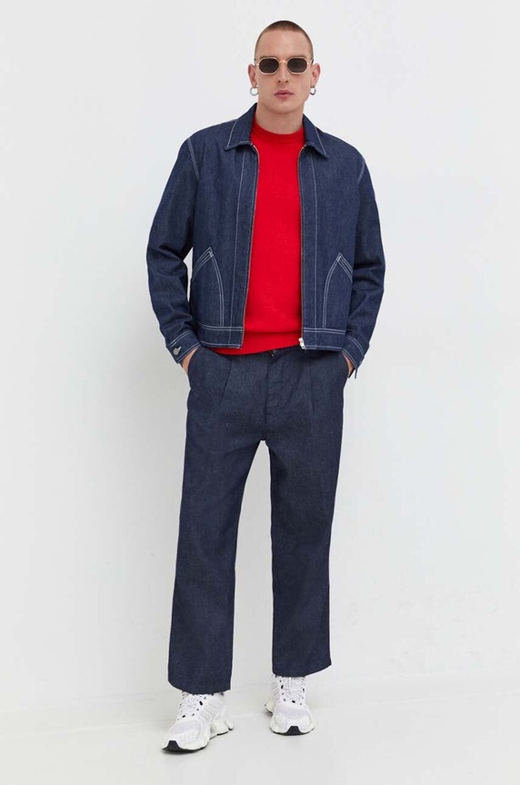 HUGO sweter bawełniany San Cassius-C1 50475083 czerwony AW25