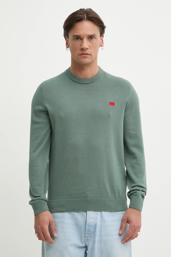 HUGO sweter bawełniany San Cassius-C1 bawełna zielony 50475083