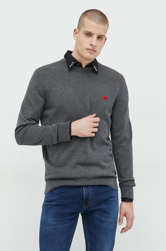 HUGO sweter bawełniany San Cassius-C1 pozostałe szary 50475083