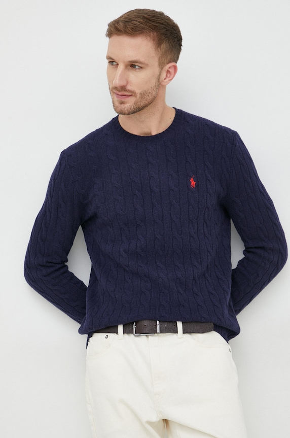 Odzież Polo Ralph Lauren sweter wełniany 710876762002 granatowy