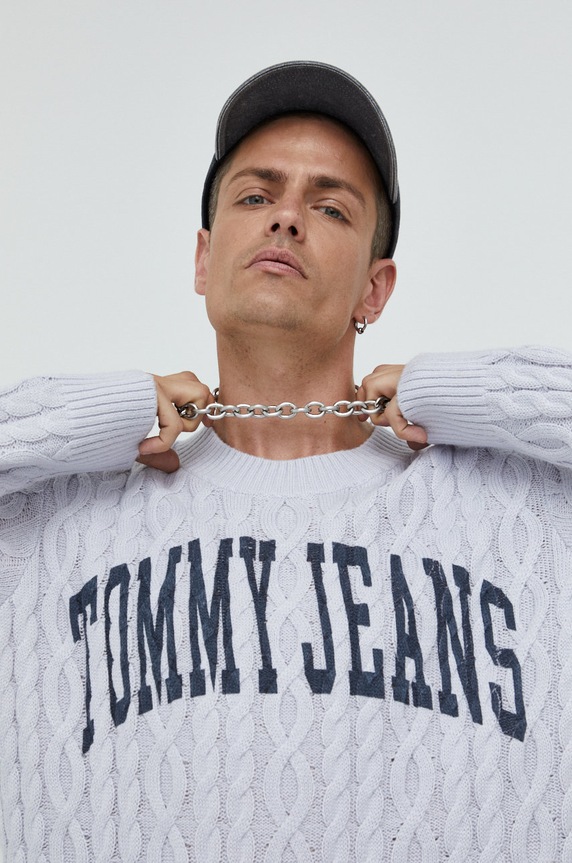 Sveter Tommy Jeans okrúhly sivá DM0DM15070.9BYY