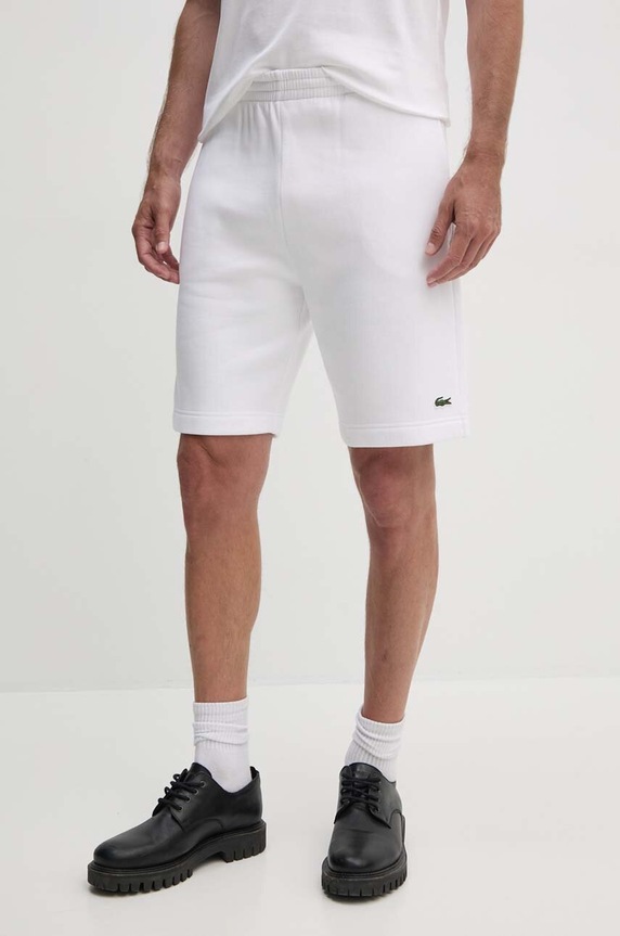 Lacoste szorty dresowe męskie z bawełną biały GH9627
