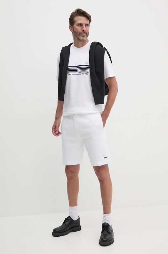 Lacoste szorty dresowe męskie z bawełną GH9627 biały SS26