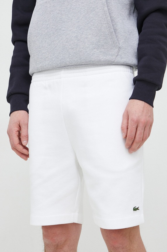 Lacoste pantaloni scurți de trening cu bumbac pentru bărbați tricotaj alb GH9627