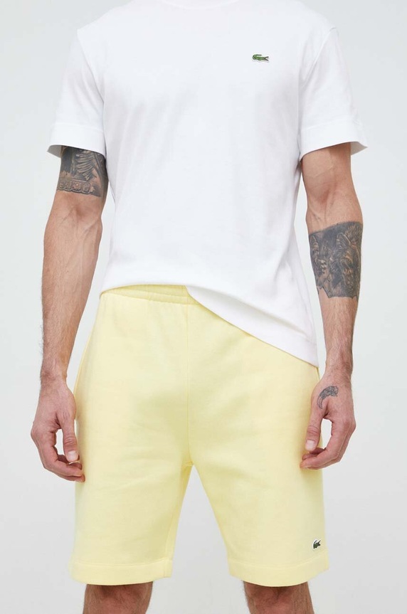 Lacoste pantaloni scurți de trening pentru bărbați cu bumbac tricotaj galben GH9627