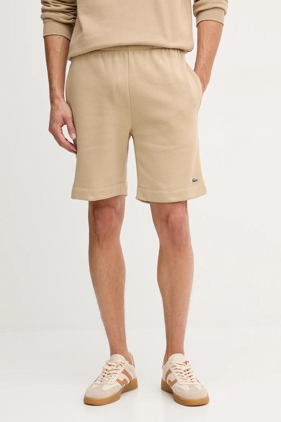 Lacoste pantaloni scurți de trening cu bumbac pentru bărbați bej GH9627
