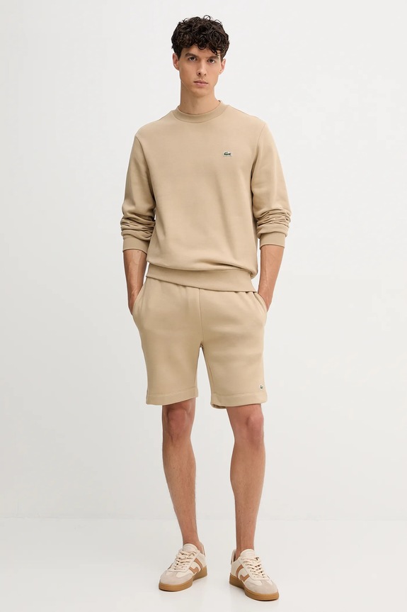 Lacoste pantaloni scurți de trening cu bumbac pentru bărbați GH9627 bej SS26