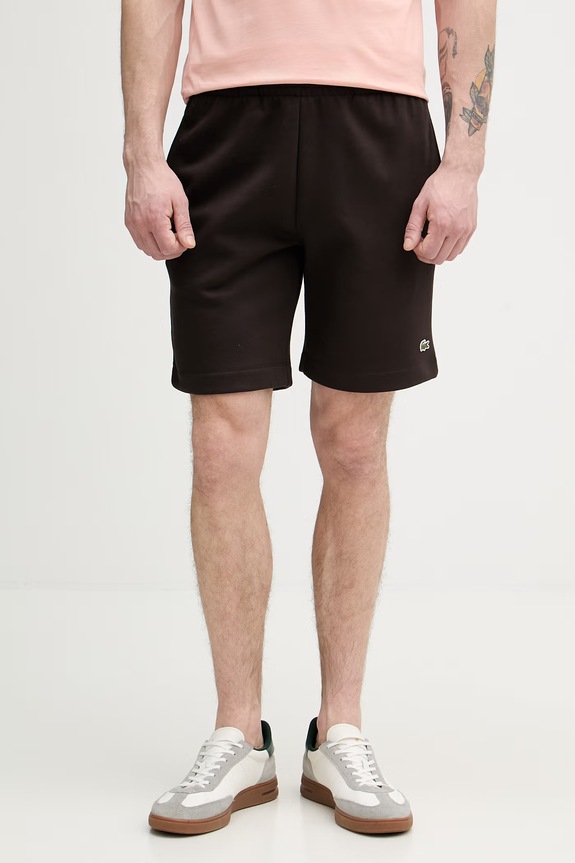 Lacoste pantaloni scurți de trening bărbătești cu bumbac maro GH9627