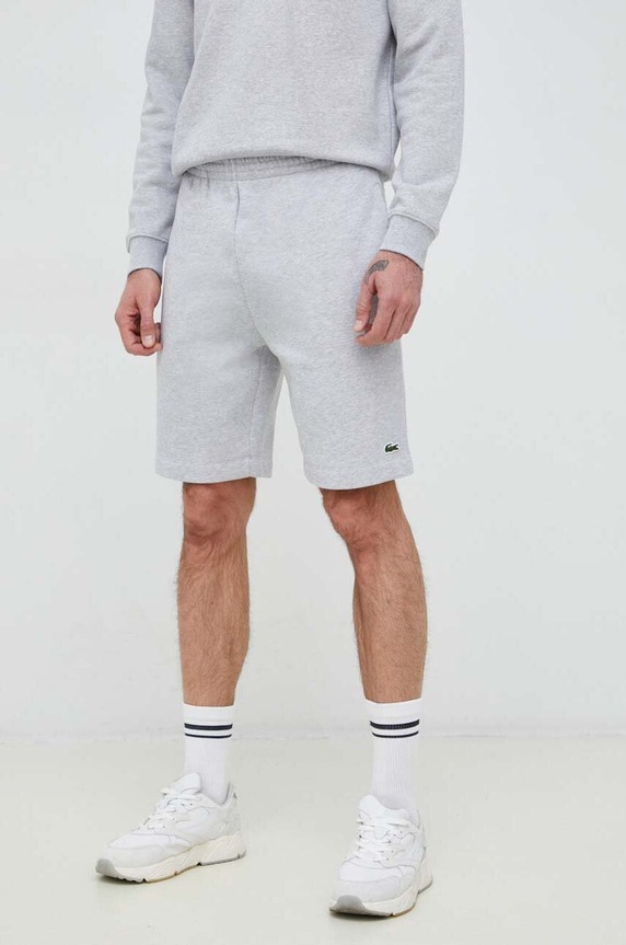 Lacoste szorty dresowe męskie z bawełną dzianina szary GH9627