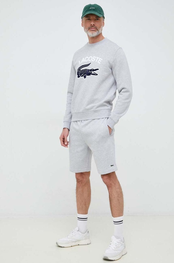 Lacoste szorty dresowe męskie z bawełną GH9627 szary SS26