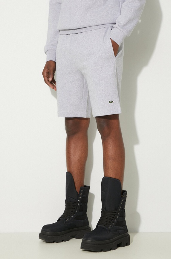 Lacoste pantaloni scurți de trening pentru bărbați cu bumbac gri GH9627