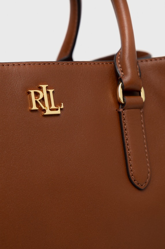 Kožna torba Lauren Ralph Lauren smeđa 431876724005