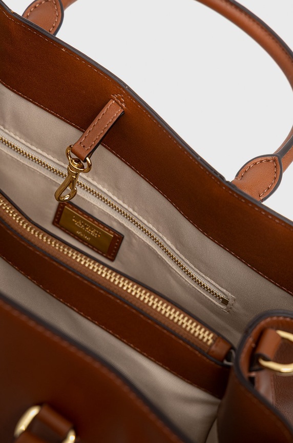 Kožna torba Lauren Ralph Lauren 431876724005 smeđa