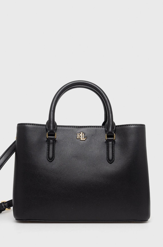 Lauren Ralph poșetă de piele uni negru 431876725004