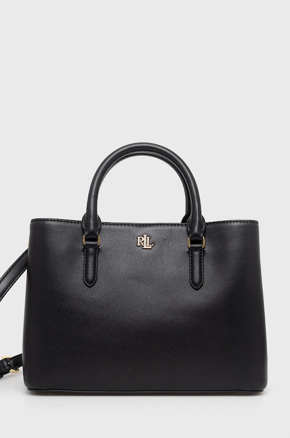 Lauren Ralph poșetă de piele uni negru 431876725004