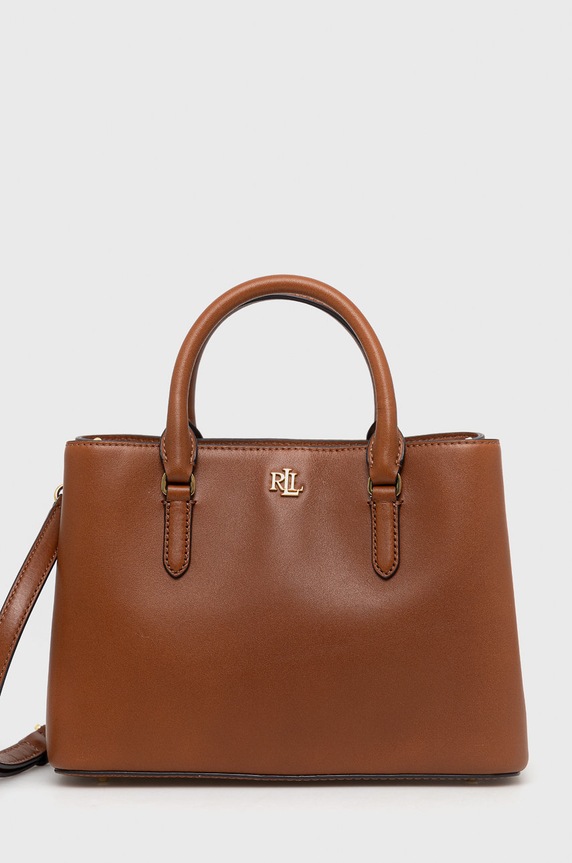 Kožená kabelka Lauren Ralph Lauren přírodní kůže hnědá 431876725005