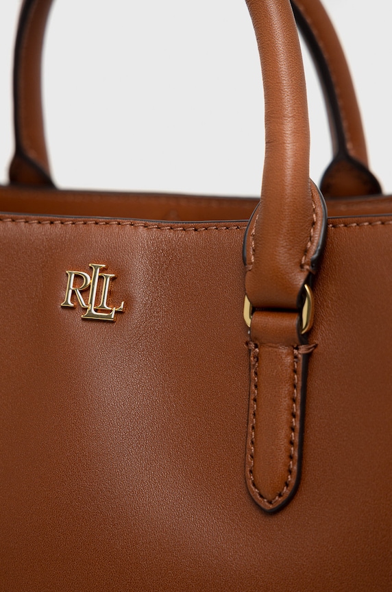 Kožená kabelka Lauren Ralph Lauren hnědá 431876725005