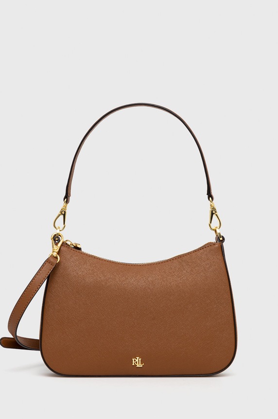 Kožená kabelka Lauren Ralph Lauren usňová koža hnedá 431883768007