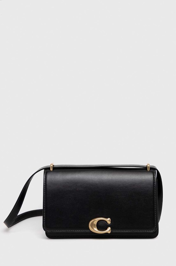 Kožna torba Coach Bandit Shoulder Bag bez uzorka crna CC416