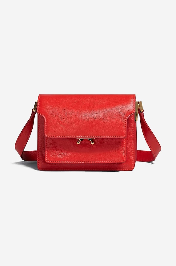 Δερμάτινη τσάντα Marni Marni Shoulder Bag SBMP0075Y0 P2644 λείο δέρμα κόκκινο SBMP0075Y0.P2644