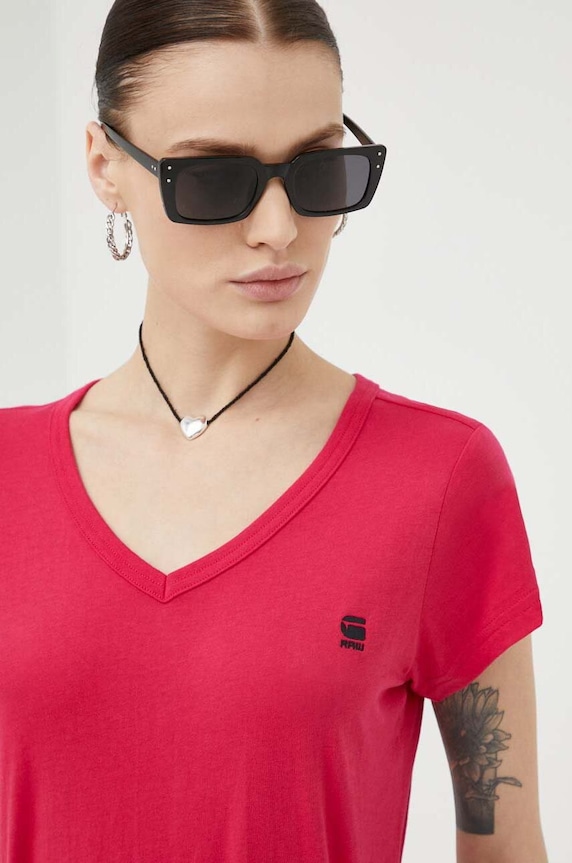 Odzież G-Star t-shirt bawełniany D21314.4107 różowy