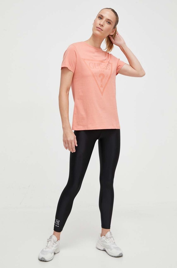 Guess t-shirt bawełniany ADELE V2YI07.K8HM0 pomarańczowy SS26