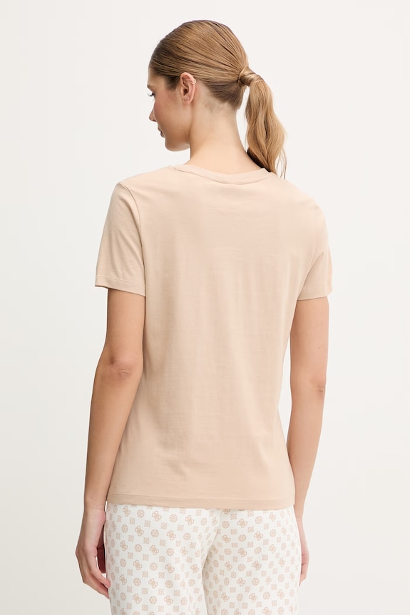 Ρούχα Βαμβακερό μπλουζάκι Guess ADELE V2YI07.K8HM0 μπεζ