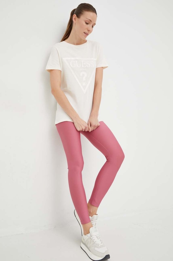 Guess t-shirt bawełniany ADELE V2YI07.K8HM0 beżowy SS26