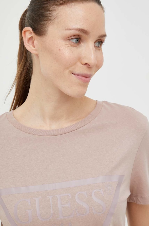 Bavlněné tričko Guess ADELE V2YI07.K8HM0 růžová SS26