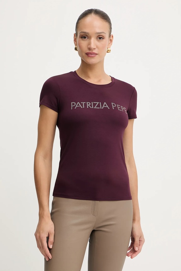 Patrizia Pepe t-shirt regular bordowy CM1419.J013
