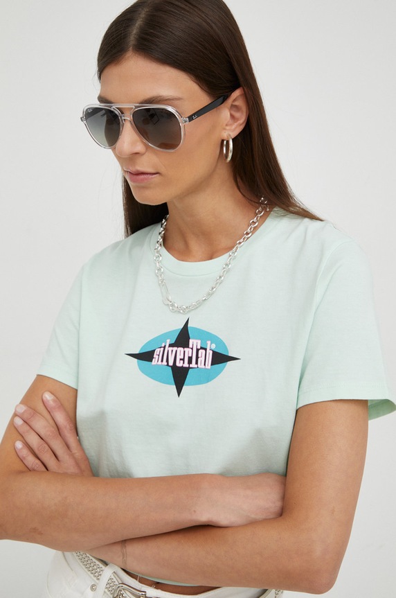 Levi's t-shirt bawełniany nadruk zielony A0785.0042