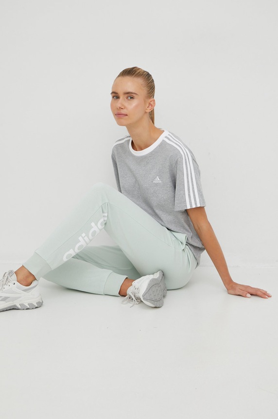adidas t-shirt bawełniany Essentials bawełna szary HC0106