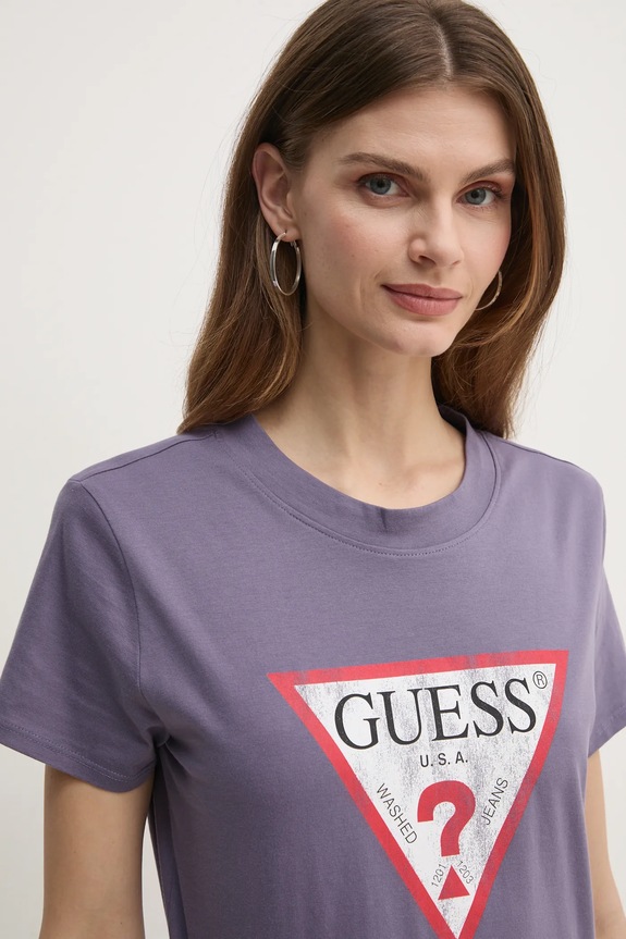Odzież Guess t-shirt bawełniany W2BI69.K8FQ1 fioletowy