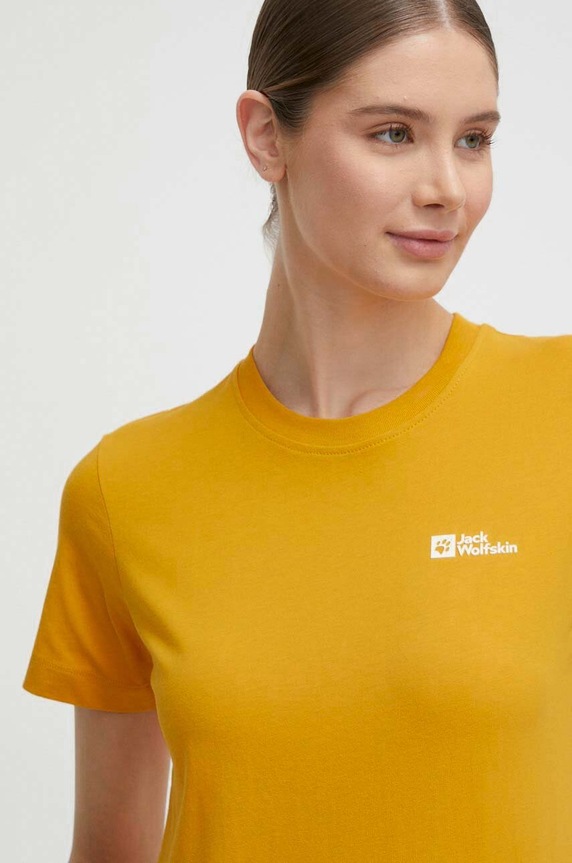 Bavlnené tričko Jack Wolfskin 1808352 žltá SS25