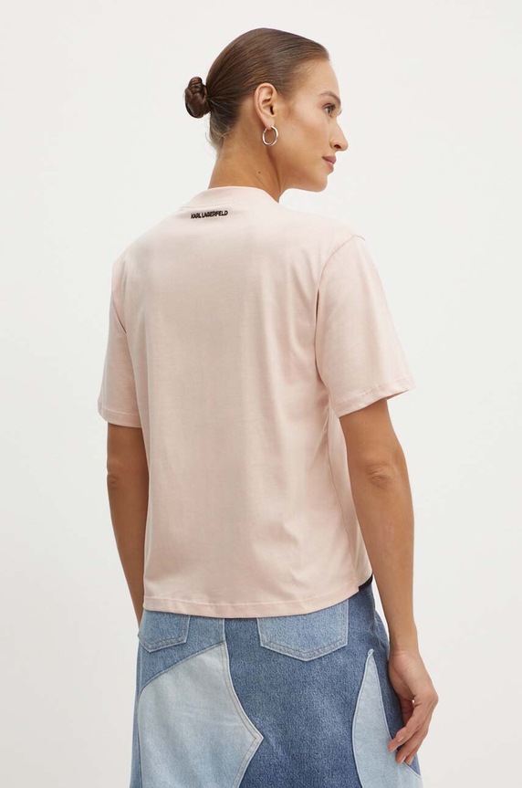 Bavlněné tričko Karl Lagerfeld 226W1703 růžová AW24