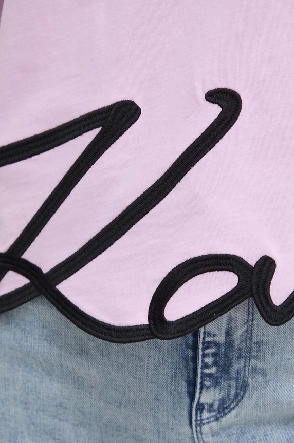 Karl Lagerfeld pamut póló 226W1703 rózsaszín