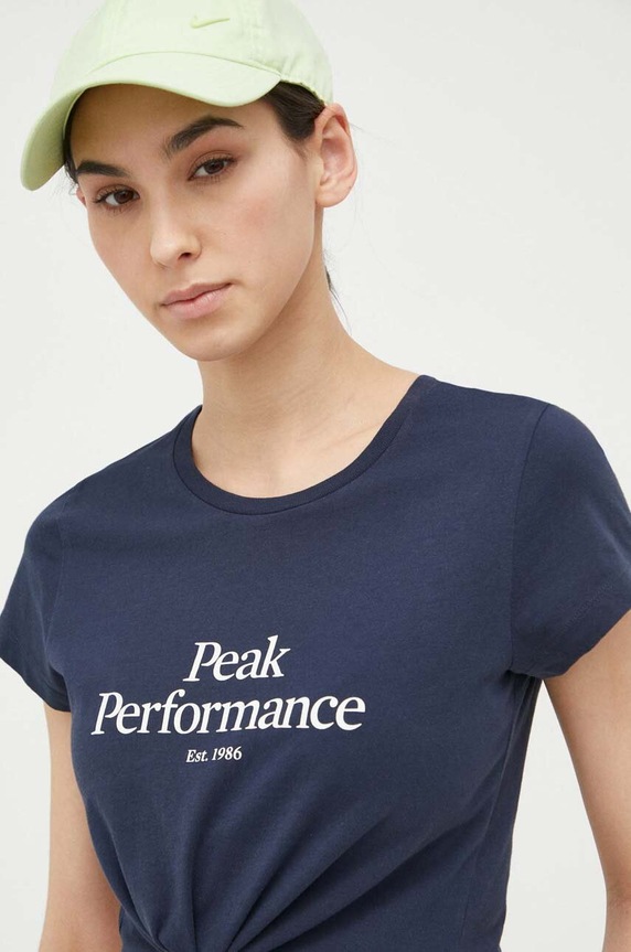 Bavlněné tričko Peak Performance námořnická modř G77700