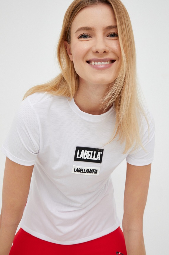 LaBellaMafia t-shirt treningowy Go On z elastanem biały LB.26355