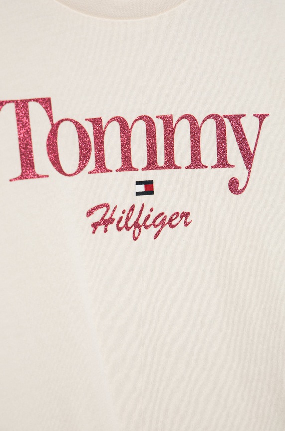 Dziewczynka Tommy Hilfiger t-shirt bawełniany dziecięcy KG0KG06821.9BYY beżowy
