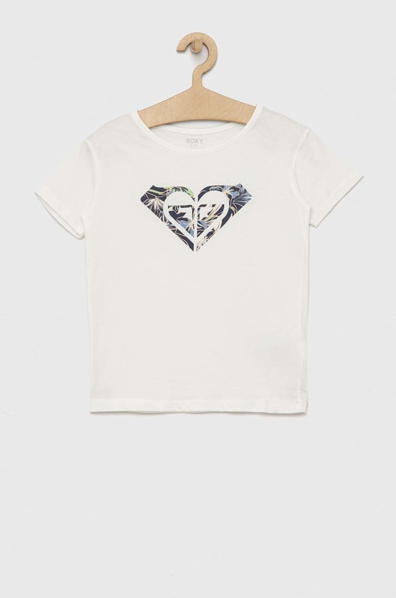 Roxy t-shirt bawełniany dziecięcy nadruk biały ERGZT03903