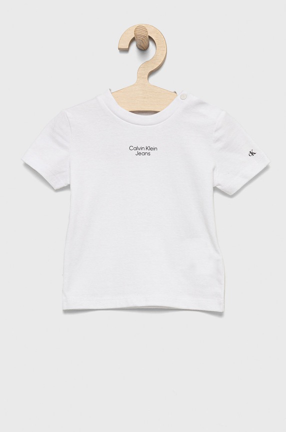 Calvin Klein Jeans t-shirt dziecięcy IN0IN00021.9BYY z elastanem biały IN0IN00021.9BYY