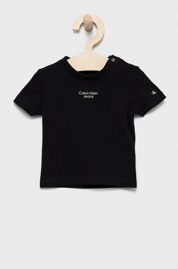 Calvin Klein Jeans t-shirt dziecięcy IN0IN00021.9BYY z elastanem czarny IN0IN00021.9BYY