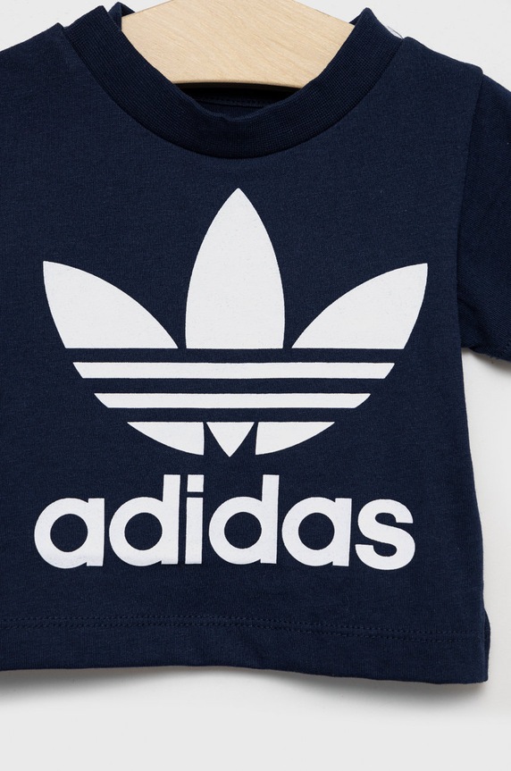 Detské bavlnené tričko adidas Originals HK7503 tmavomodrá AW22