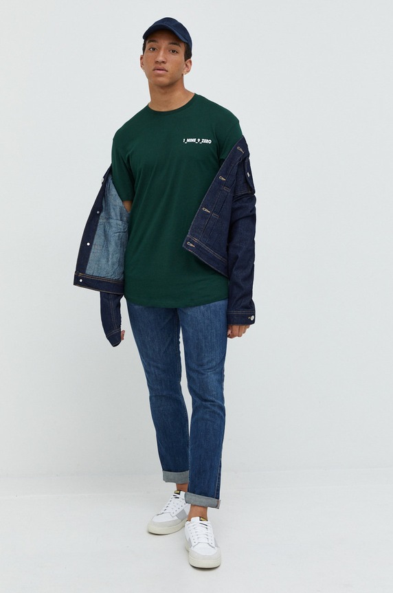 Jack & Jones t-shirt bawełniany 12211431.PineGrove zielony AW22