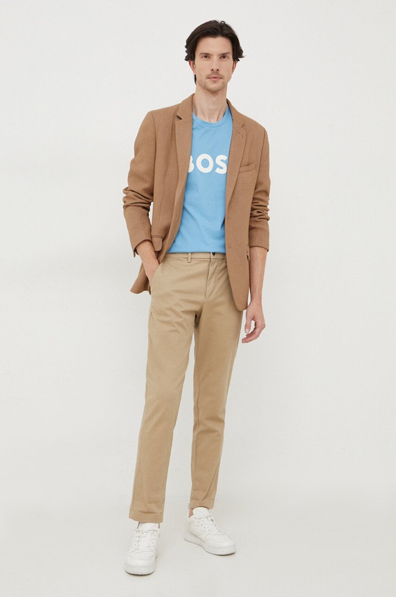 Bavlnené tričko BOSS BOSS CASUAL Thinking 1 50481923 modrá AW25