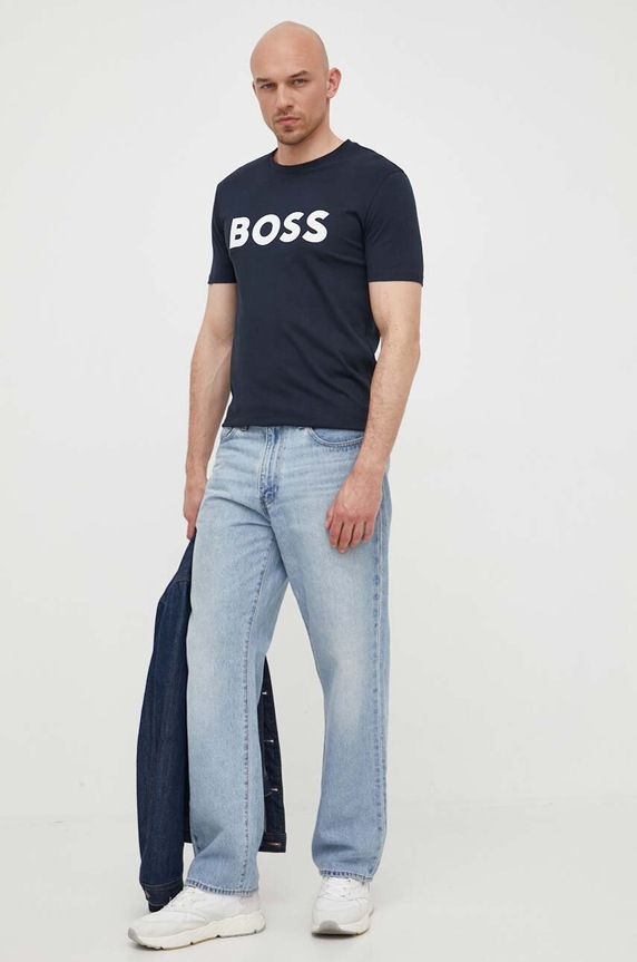 Βαμβακερό μπλουζάκι BOSS BOSS CASUAL Gelio-C_Sz40 50481923 σκούρο μπλε AW25
