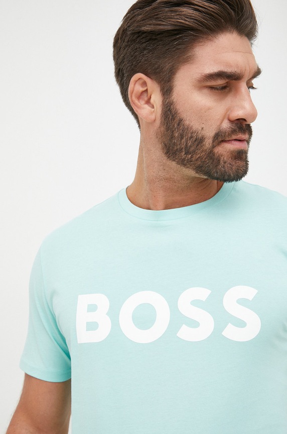 BOSS t-shirt bawełniany Thinking 1 nadruk zielony 50481923